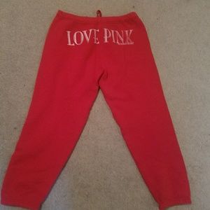 Pink swear pants capris